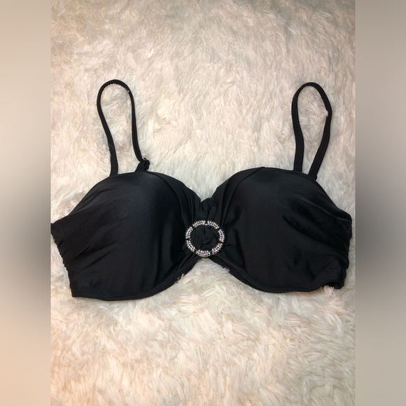 VENUS Black Bikini Top with Silver Ring Detail size DD - Picture 1 of 8